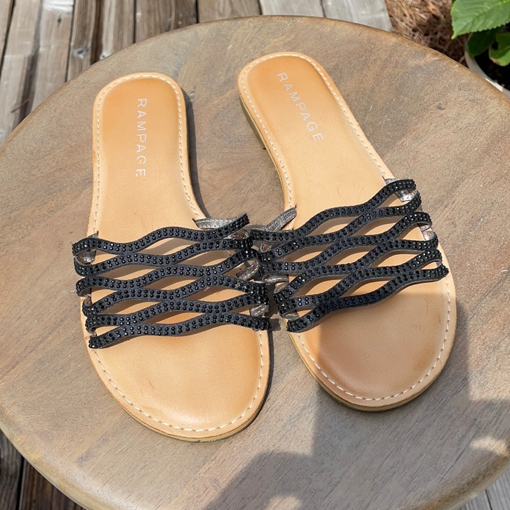 Rampage Flat Slide Sandals EUC Size 8
